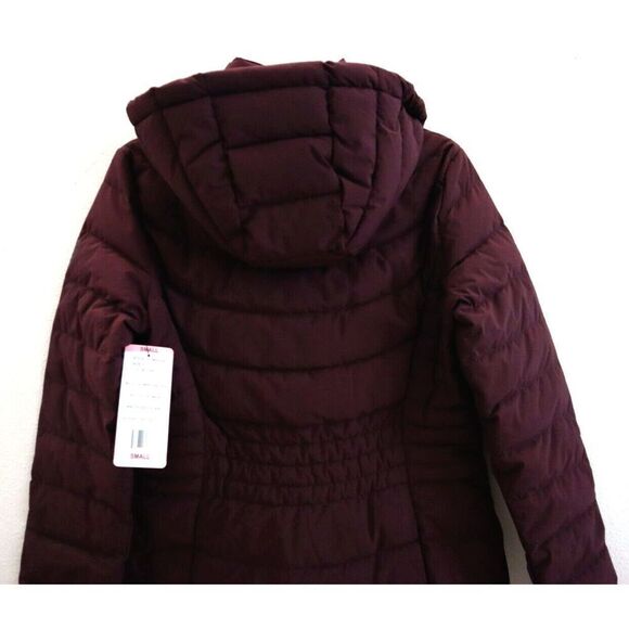 DKNY DL1MPH56 Women Sz S Deep Plum Quilted Water Resistant Hooded Down Coat - Picture 3 of 12